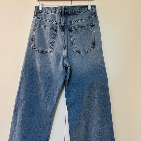 Zara Women High Rise Denim Jeans sz 6 Blue Straight Leg Zip Fly - Picture 7 of 11